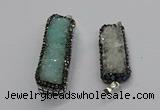 CGP3101 15*45mm - 15*55mm rectangle druzy agate pendants