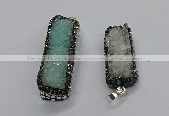 CGP3101 15*45mm - 15*55mm rectangle druzy agate pendants