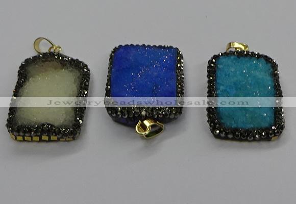 CGP3102 25*35mm rectangle druzy agate pendants wholesale