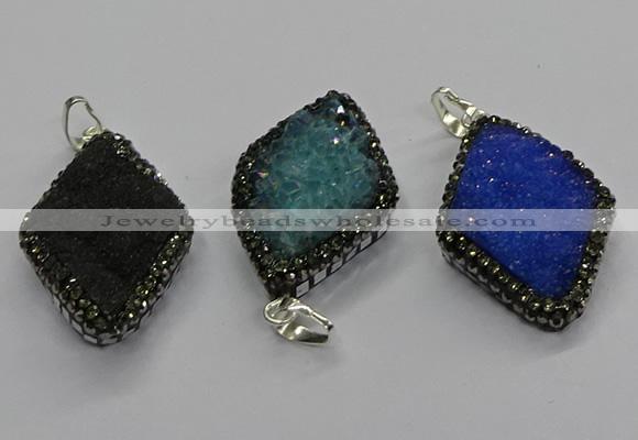 CGP3103 25*40mm diamond druzy agate pendants wholesale