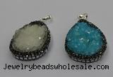 CGP3108 25*45mm flat teardrop druzy agate pendants wholesale