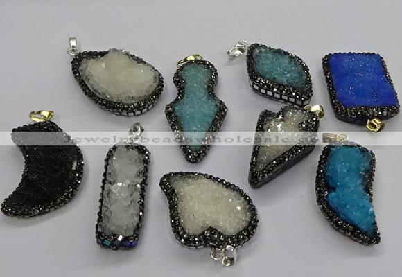 CGP3110 20*30mm - 30*45mm freeform druzy agate pendants