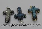 CGP3111 30*50mm cross druzy agate pendants wholesale