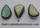 CGP3113 30*55mm flat teardrop druzy agate pendants wholesale