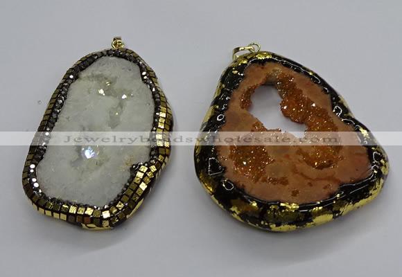 CGP3118 45*65mm - 55*70mm freeform druzy agate pendants