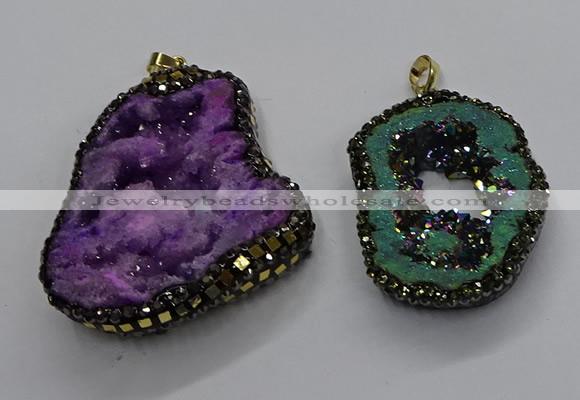 CGP3119 30*45mm - 40*55mm freeform druzy agate pendants