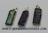 CGP3125 12*35mm - 15*40mm rectangle druzy agate pendants