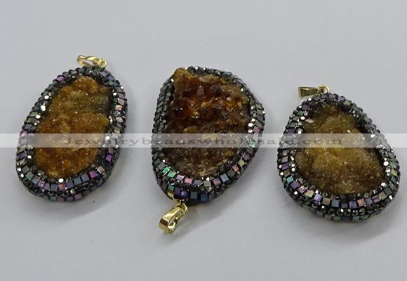 CGP3127 30*50mm - 35*55mm freeform druzy agate pendants