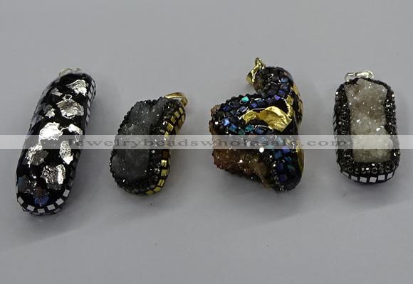 CGP3129 20*40mm - 25*45mm freeform druzy agate pendants