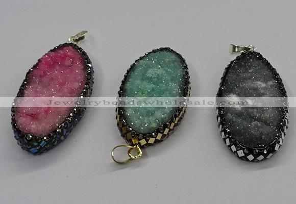 CGP3133 25*50mm - 25*55mm oval druzy agate pendants wholesale