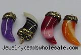 CGP3166 20*50mm - 25*55mm horn agate gemstone pendants