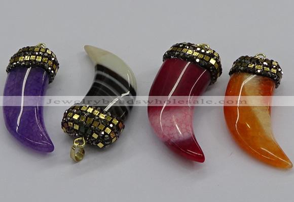 CGP3166 20*50mm - 25*55mm horn agate gemstone pendants