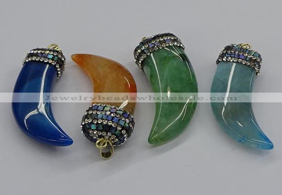 CGP3167 20*50mm - 25*55mm horn agate gemstone pendants