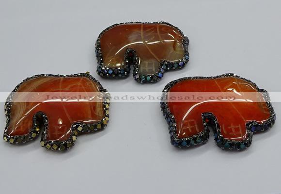 CGP3171 50*55mm elephant agate gemstone pendants wholesale