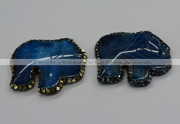 CGP3174 50*55mm elephant agate gemstone pendants wholesale