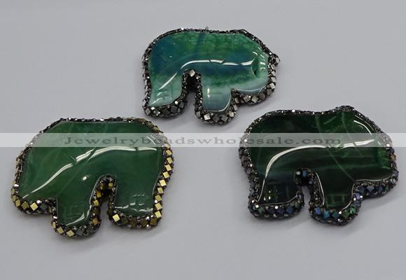 CGP3175 50*55mm elephant agate gemstone pendants wholesale