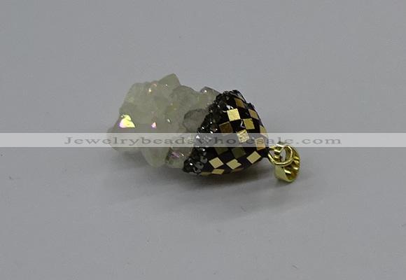 CGP3181 15*20mm - 15*35mm nuggets plated druzy quartz pendants