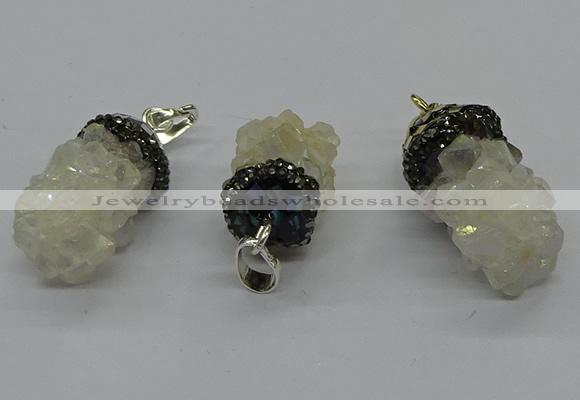 CGP3183 15*20mm - 15*35mm nuggets plated druzy quartz pendants