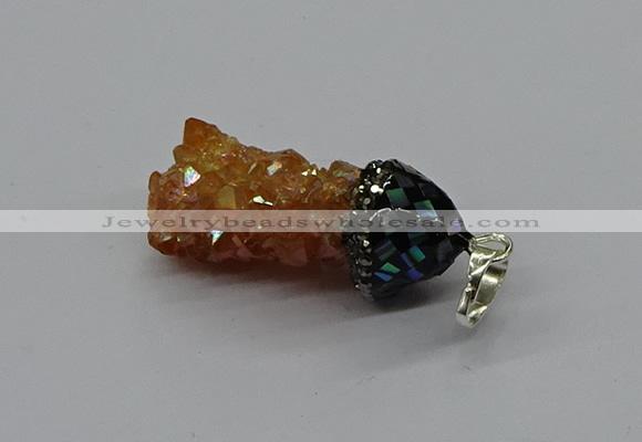 CGP3187 15*20mm - 15*35mm nuggets plated druzy quartz pendants