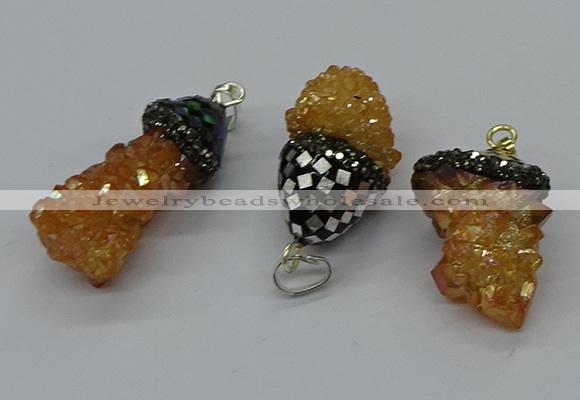 CGP3188 15*20mm - 15*35mm nuggets plated druzy quartz pendants