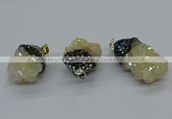 CGP3193 20*30mm - 25*40mm nuggets plated druzy quartz pendants