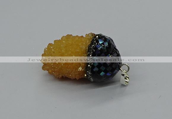 CGP3197 20*30mm - 25*40mm nuggets plated druzy quartz pendants