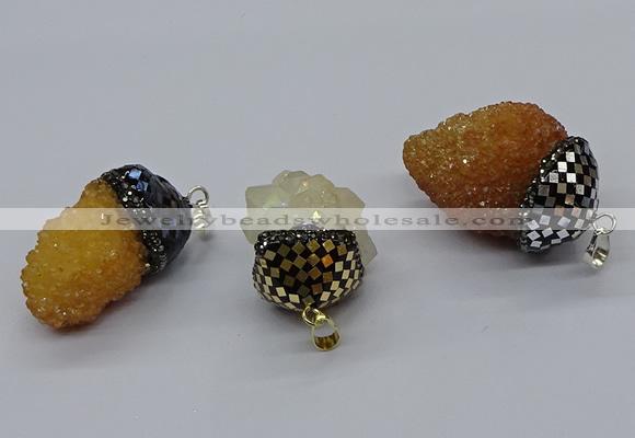 CGP3199 20*30mm - 25*40mm nuggets plated druzy quartz pendants