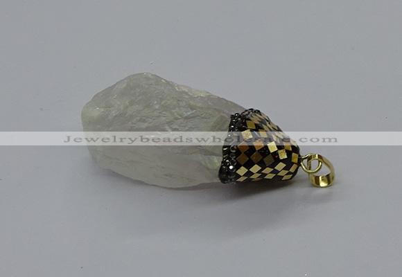 CGP3201 25*45mm - 28*50mm nuggets plated white crystal pendants