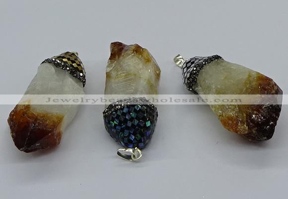 CGP3208 25*45mm - 28*50mm nuggets citrine gemstone pendants