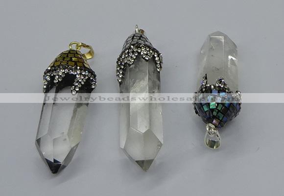 CGP3218 12*55mm - 15*45mm sticks white crystal pendants