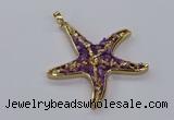 CGP3232 55*58mm starfish druzy agate pendants wholesale