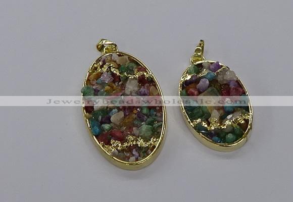 CGP3254 25*40mm - 30*50mm oval druzy agate pendants wholesale