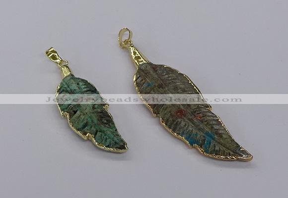 CGP3274 20*50mm - 25*65mm feather ocean agate pendants