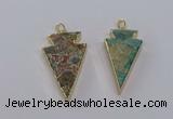 CGP3276 25*50mm - 30*55mm arrowhead ocean agate pendants