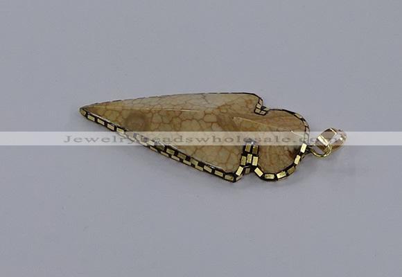 CGP3287 25*55mm - 28*55mm arrowhead agate pendants wholesale