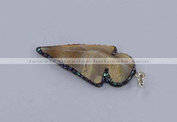 CGP3288 25*55mm - 28*55mm arrowhead agate pendants wholesale