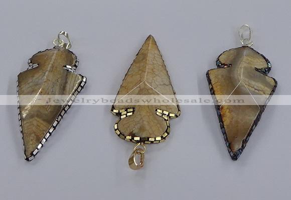 CGP3289 25*55mm - 28*55mm arrowhead agate pendants wholesale