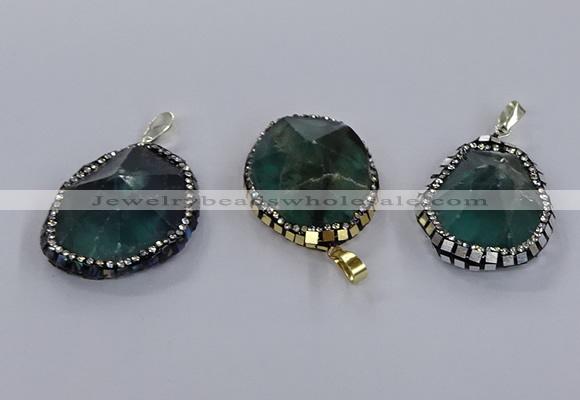 CGP3293 25*30mm - 30*35mm faceted freeform fluorite pendants