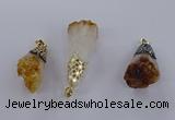 CGP3298 20*40mm - 25*45mm faceted freeform druzy citrine pendants