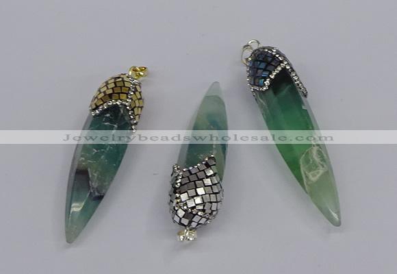 CGP3358 15*50mm - 16*65mm sticks fluorite gemstone pendants