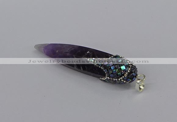 CGP3367 15*50mm - 16*65mm sticks amethyst gemstone pendants