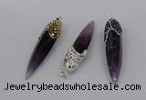 CGP3368 15*50mm - 16*65mm sticks amethyst gemstone pendants