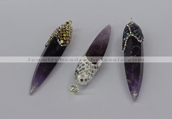 CGP3368 15*50mm - 16*65mm sticks amethyst gemstone pendants