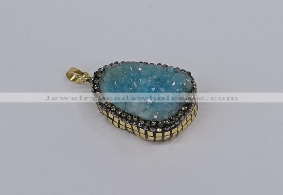 CGP3371 25*35mm - 30*40mm freeform druzy quartz pendants