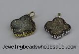 CGP3392 28*28mm - 30*30mm flower plated druzy agate pendants