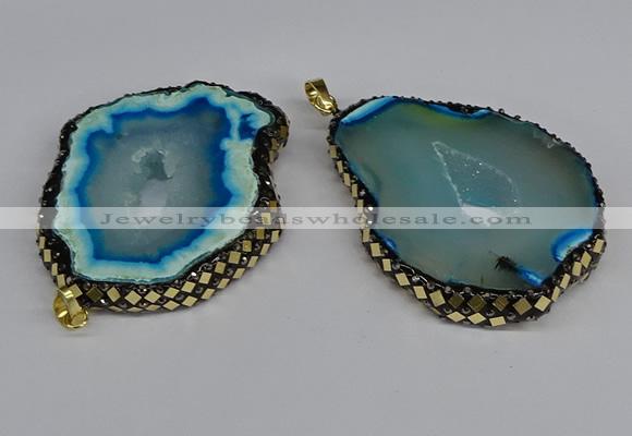 CGP3397 45*50mm - 45*60mm freeform druzy agate pendants