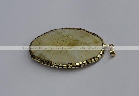 CGP3406 35*50mm faceted oval agate pendants wholesale