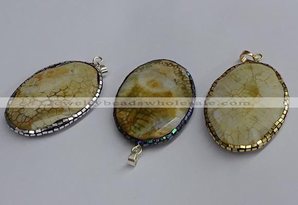 CGP3408 35*50mm faceted oval agate pendants wholesale