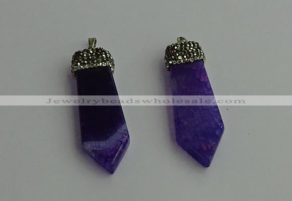 CGP341 12*50mm - 15*55mm arrowhead agate pendants wholesale