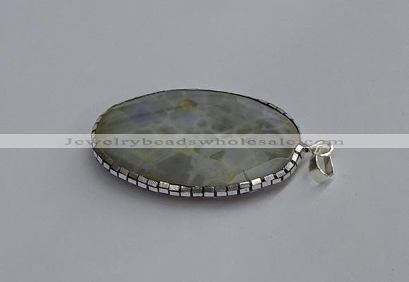 CGP3410 35*50mm faceted oval agate pendants wholesale